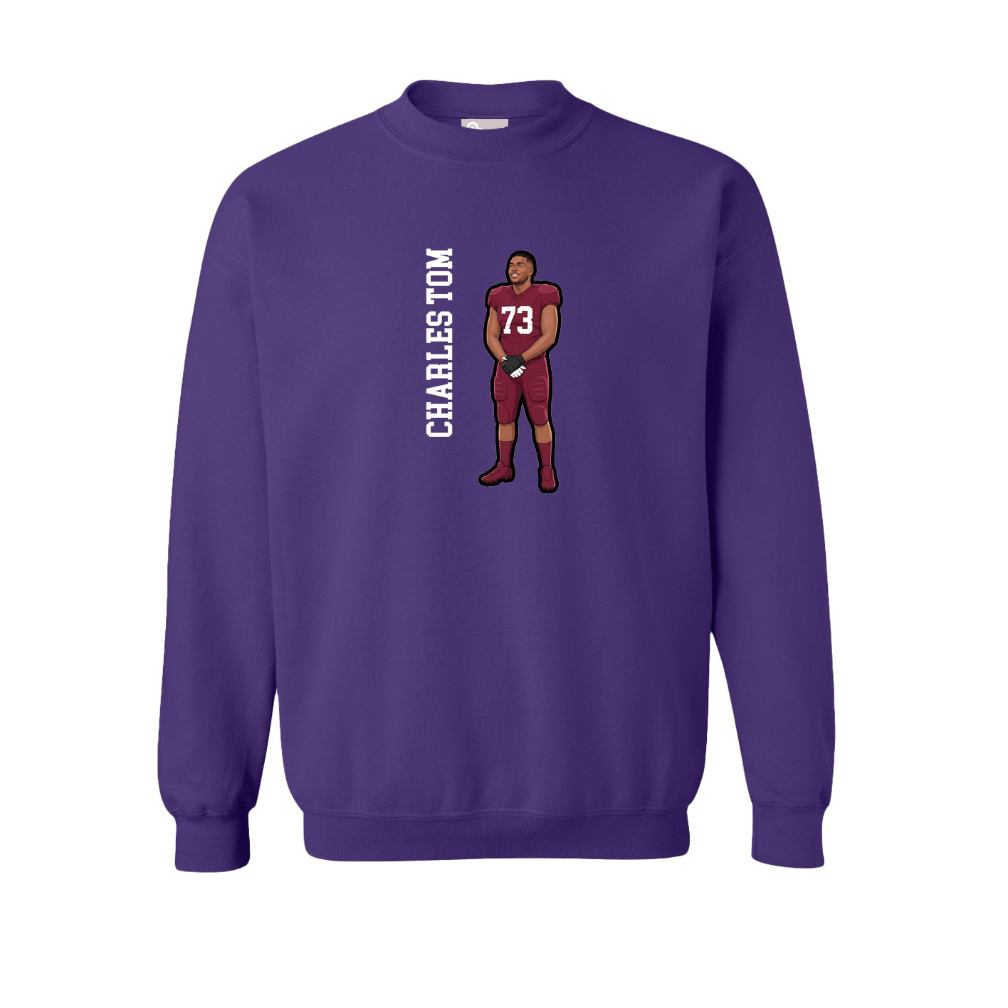 Fleece Crew — Name Vertical in Purple
