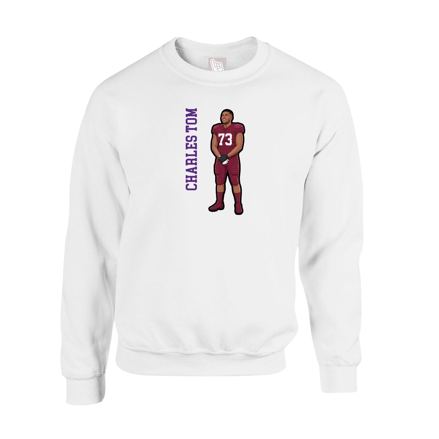 Fleece Crew — Name Vertical in White