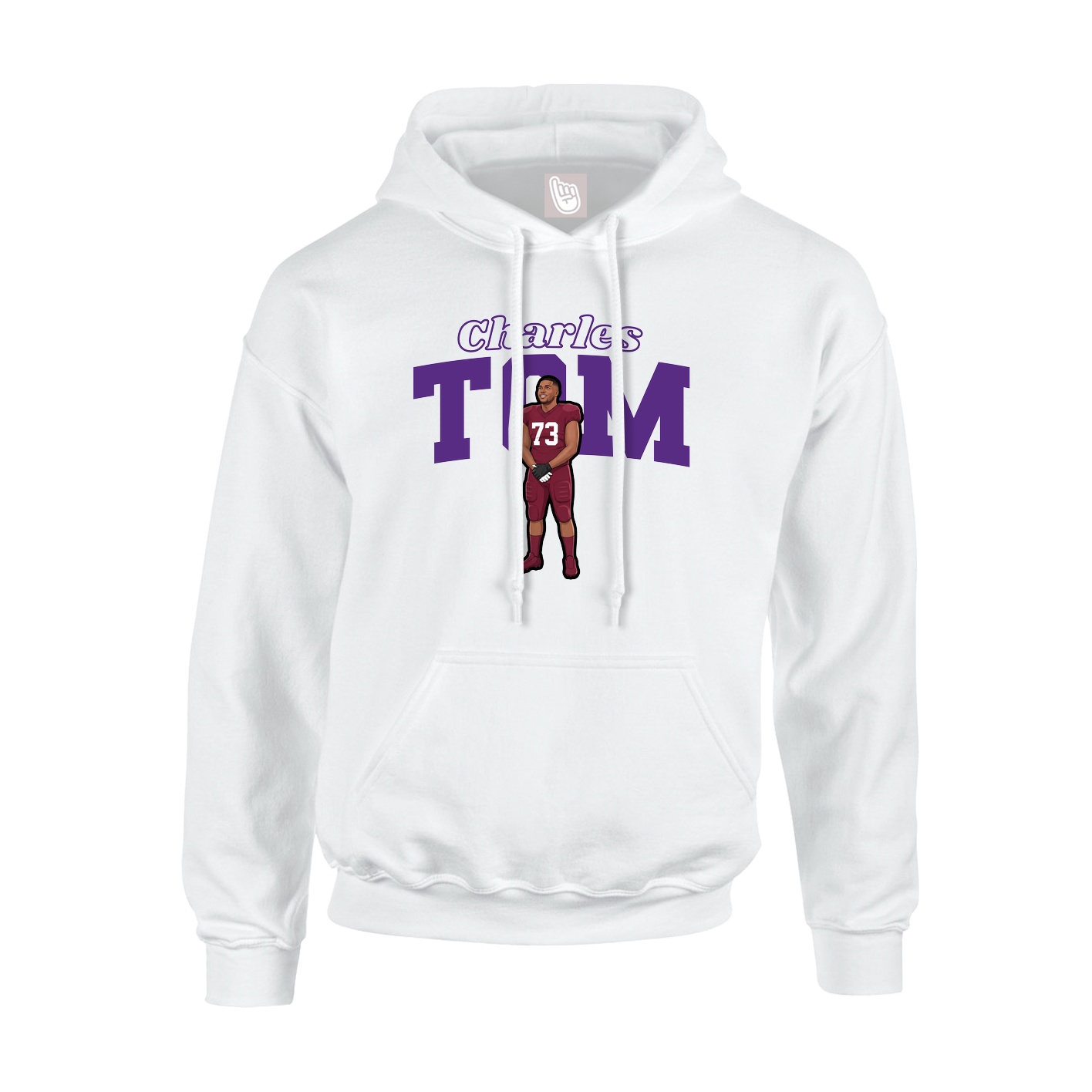 Youth Hoodie — Name Arch in White