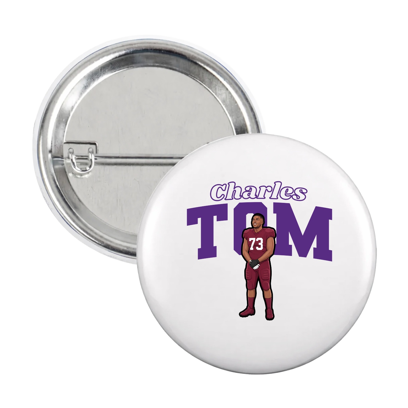 Game Day Button — Name Arch in White