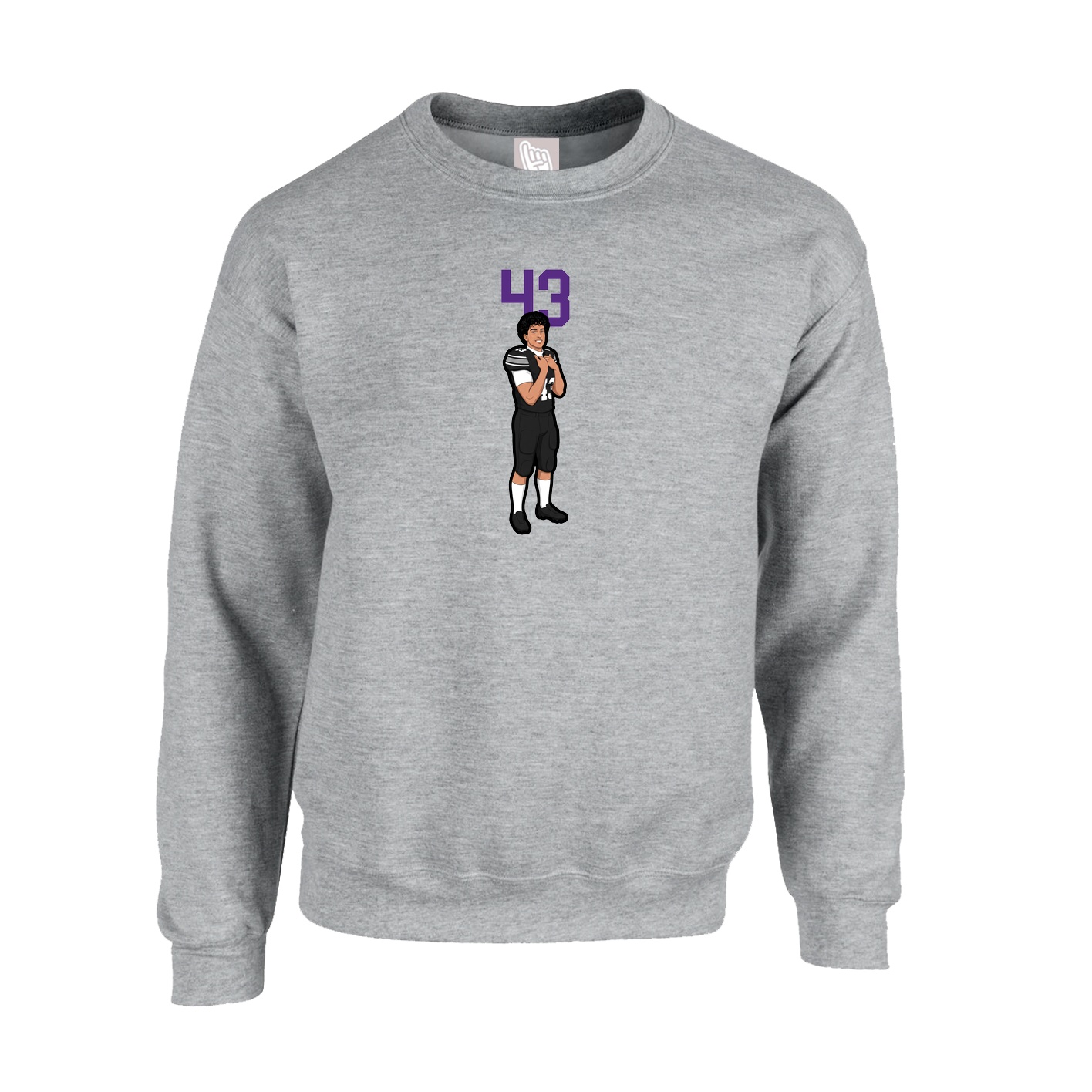 Fleece Crew — Number Top in Grey