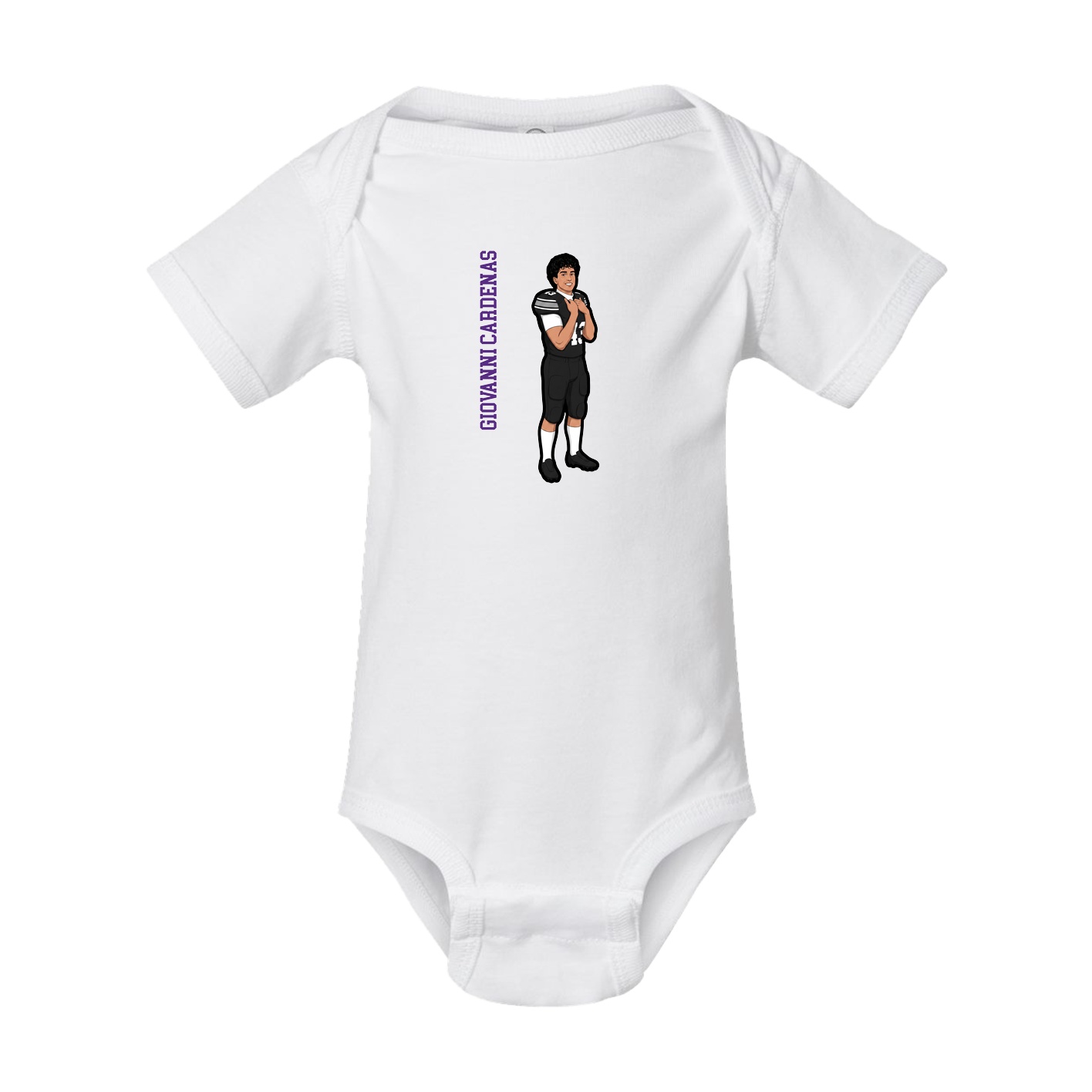Baby Onesie — Name Vertical in White
