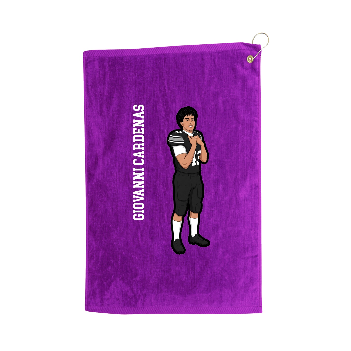 Golf Towel — Name Vertical in Purple