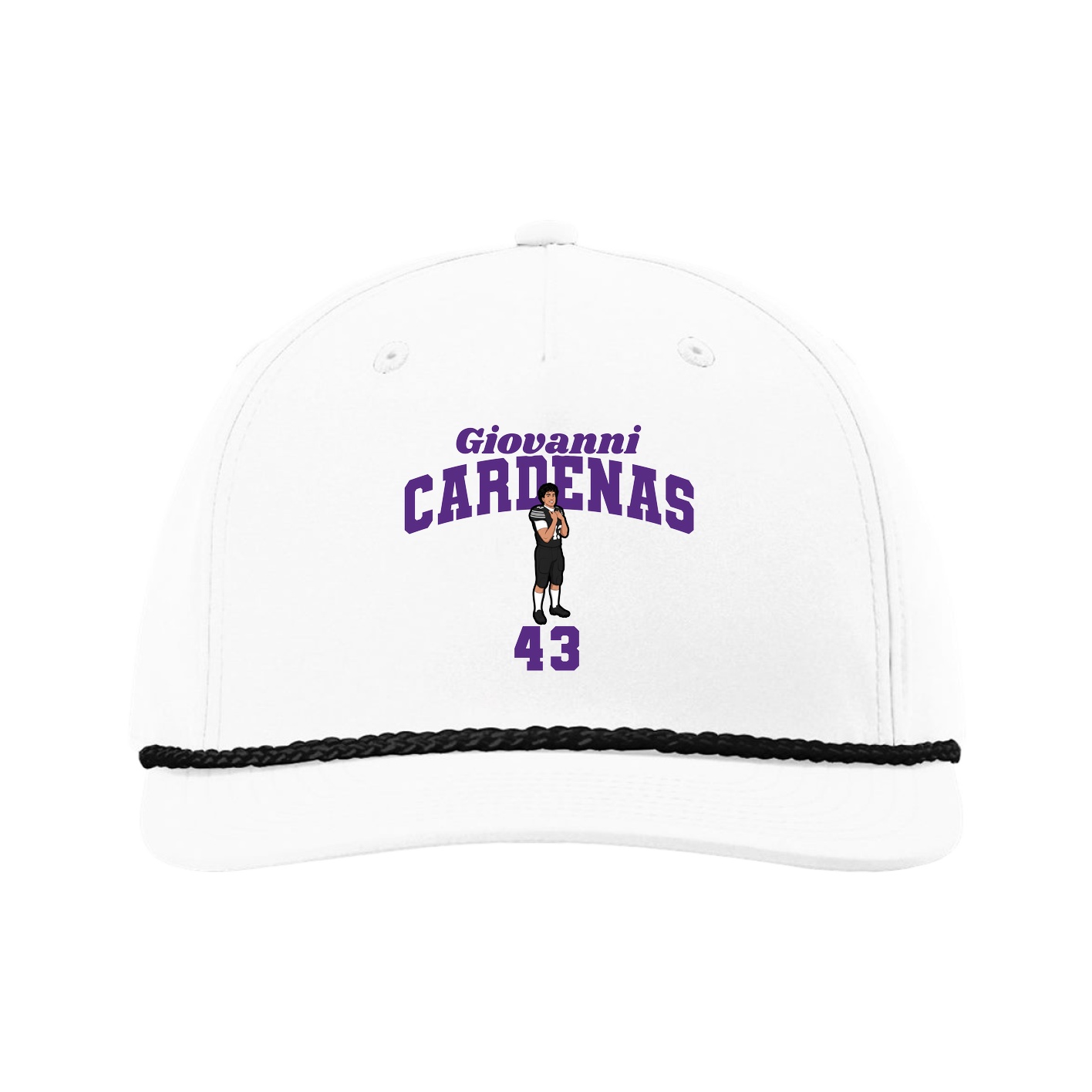 Five-Panel Classic Rope Cap — Signature Arch in White