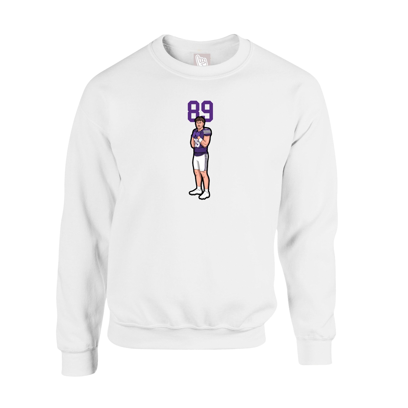 Fleece Crew — Number Top in White