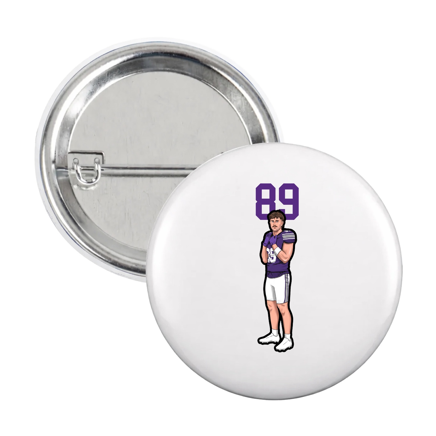 Game Day Button — Number Top in White