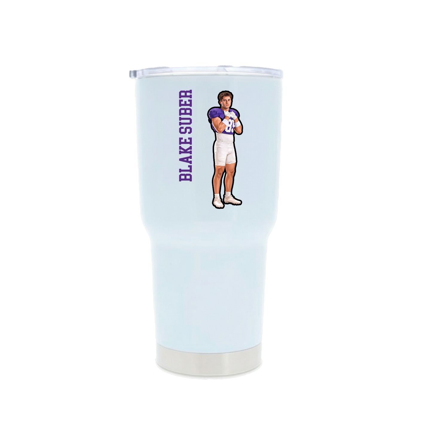 30oz Stainless Steel Tumbler — Name Vertical in White