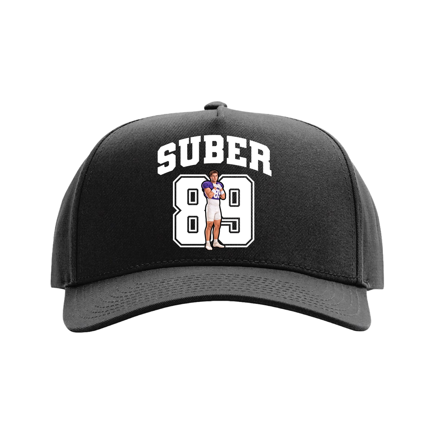 Full Fabric Five-Panel Champ Cap — Number in Black