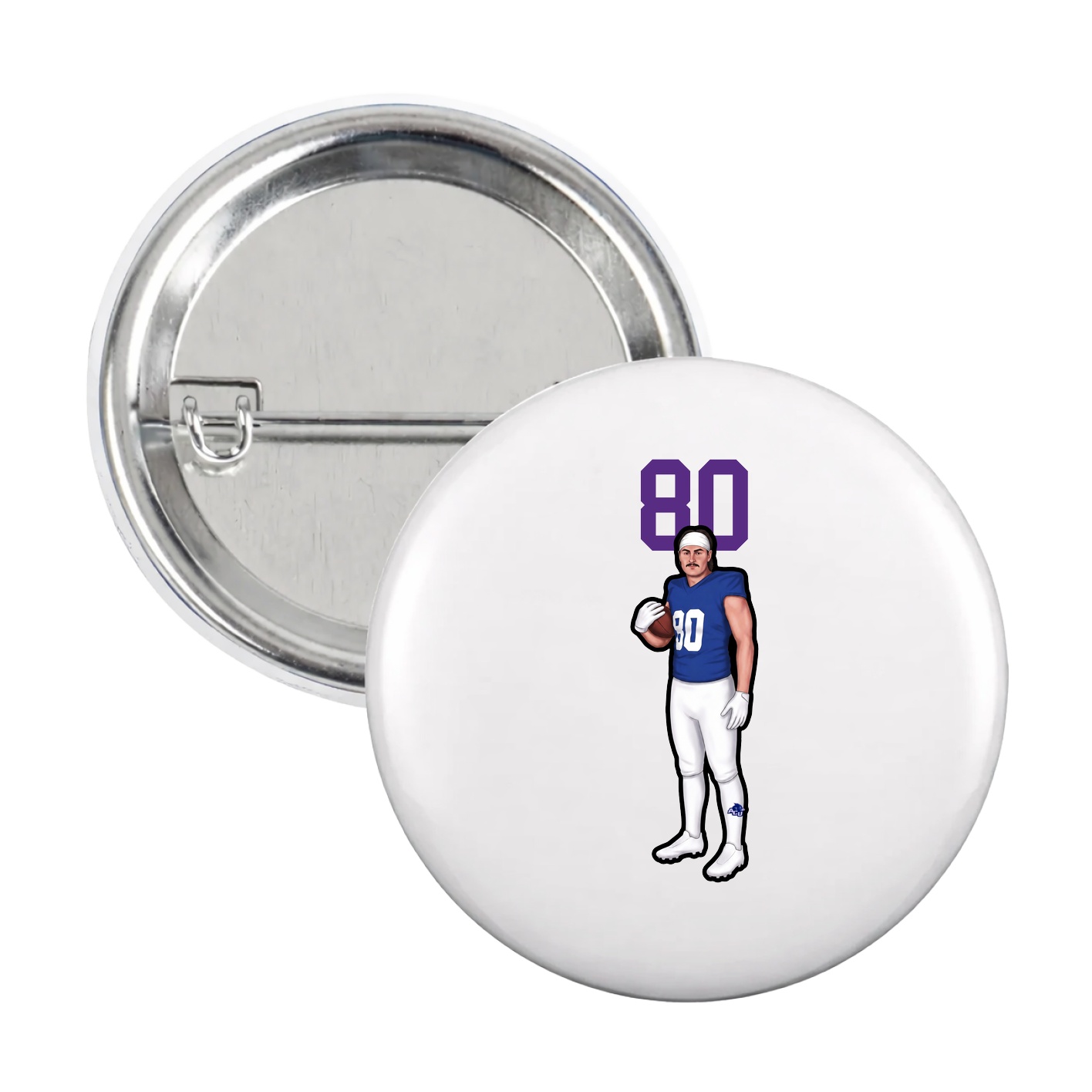 Game Day Button — Number Top in White