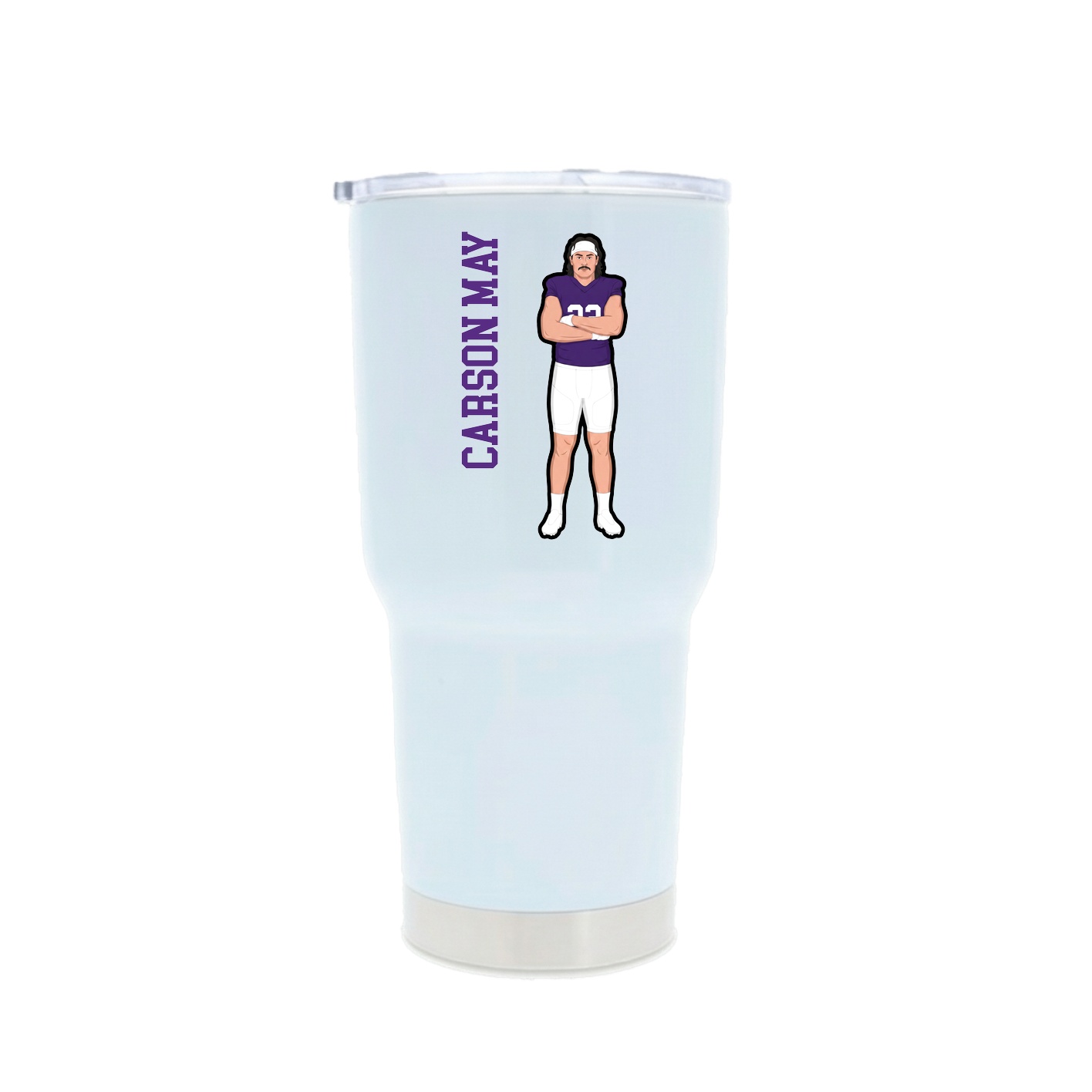 30oz Stainless Steel Tumbler — Name Vertical in White