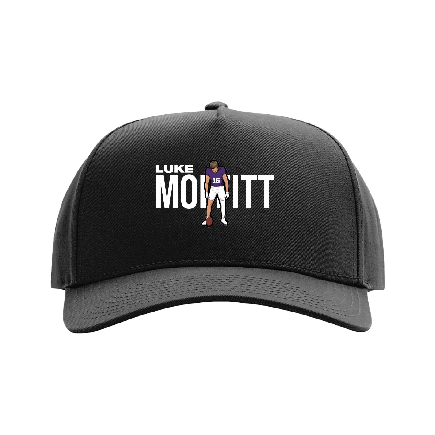 Full Fabric Five-Panel Champ Cap — Player Name in Black