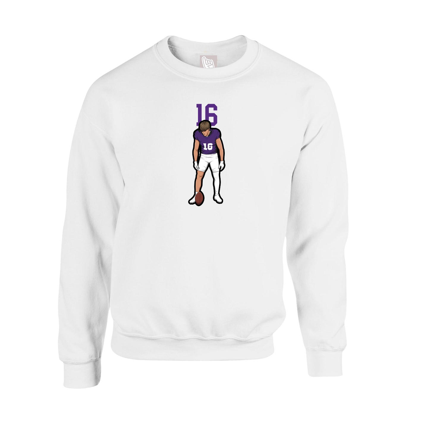 Fleece Crew — Number Top in White