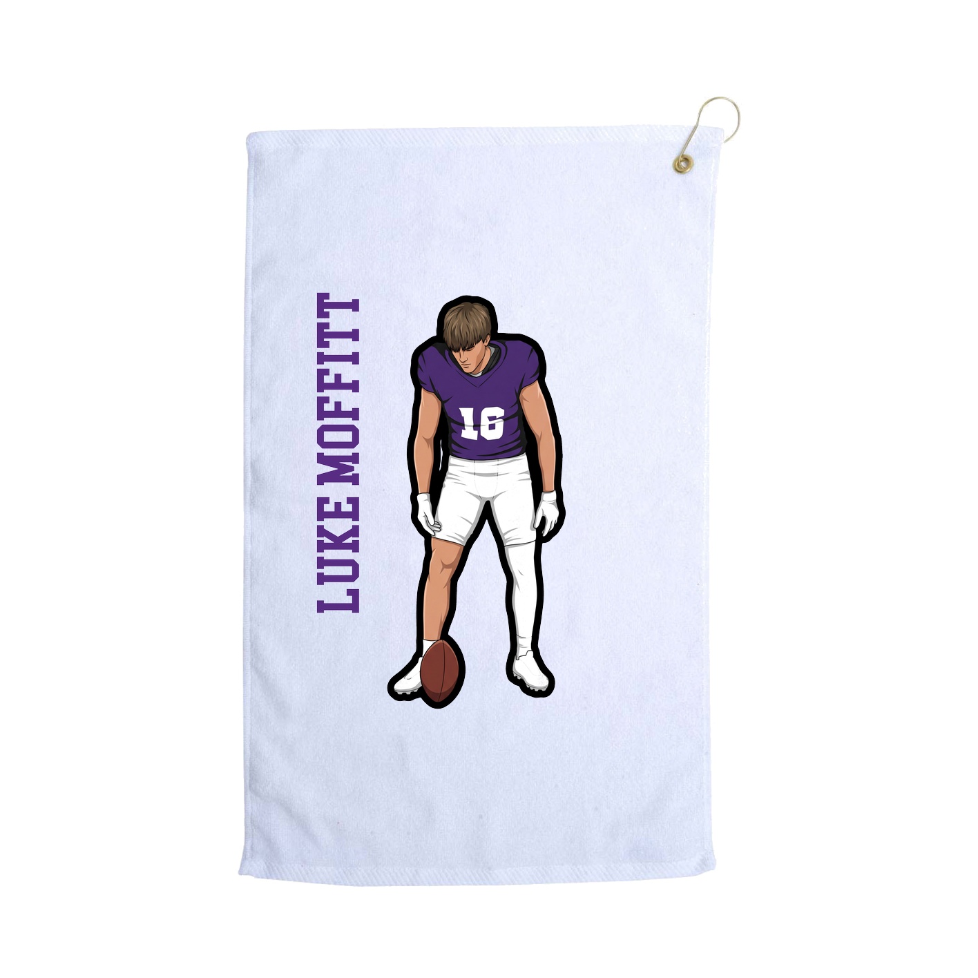 Golf Towel — Name Vertical in White