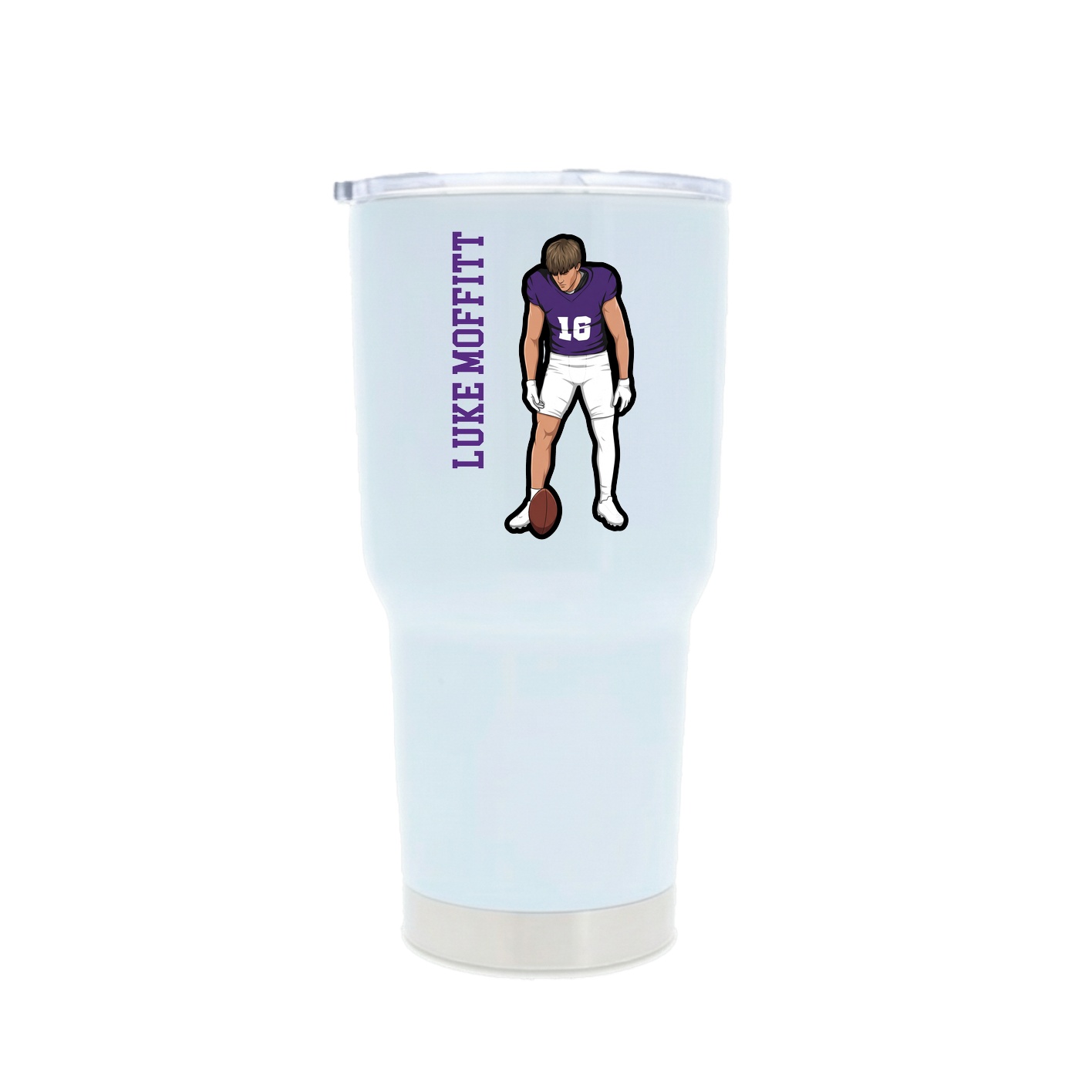 30oz Stainless Steel Tumbler — Name Vertical in White