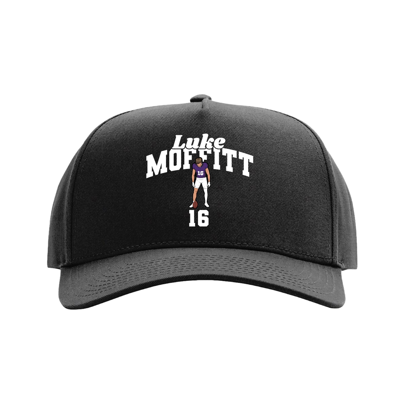 Full Fabric Five-Panel Champ Cap — Signature Arch in Black