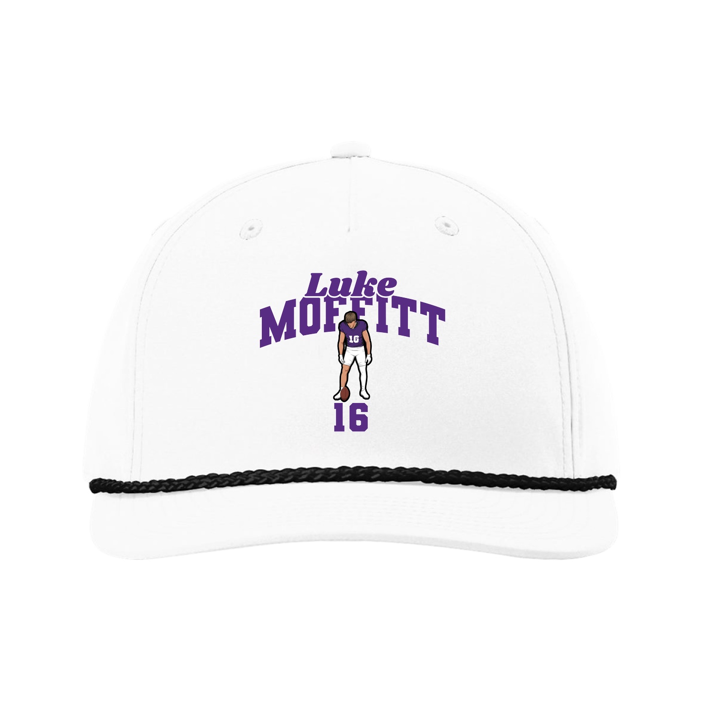 Five-Panel Classic Rope Cap — Signature Arch in White
