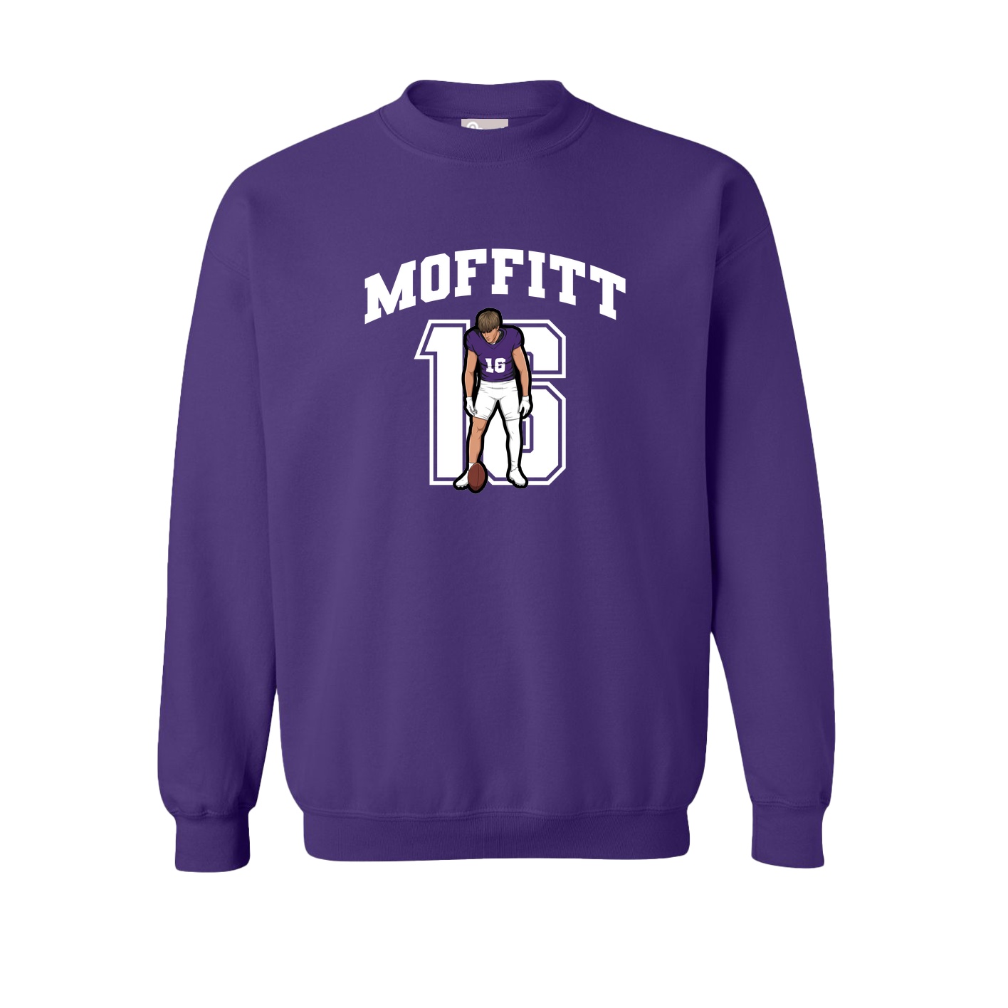 Fleece Crew — Number in Purple