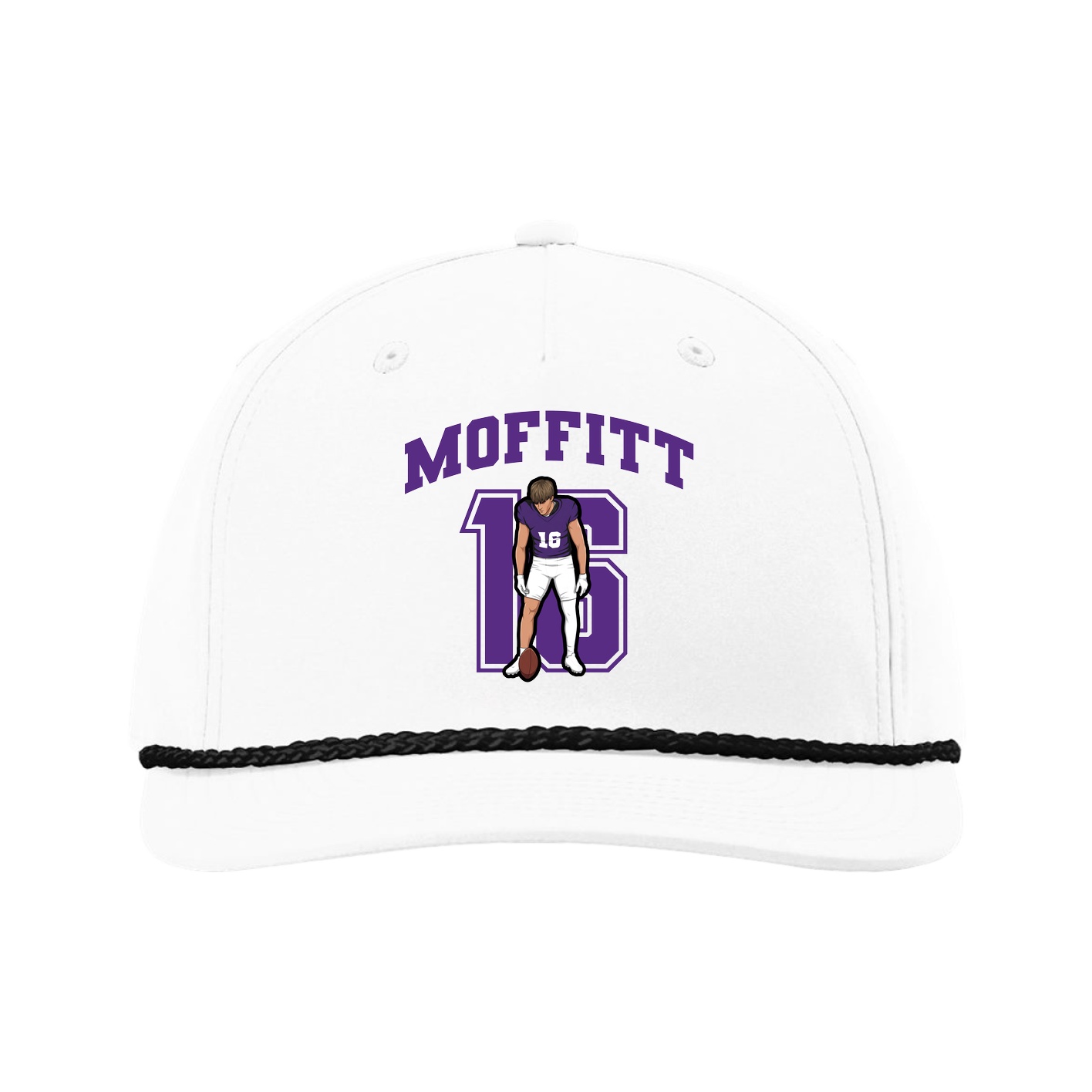 Five-Panel Classic Rope Cap — Number in White