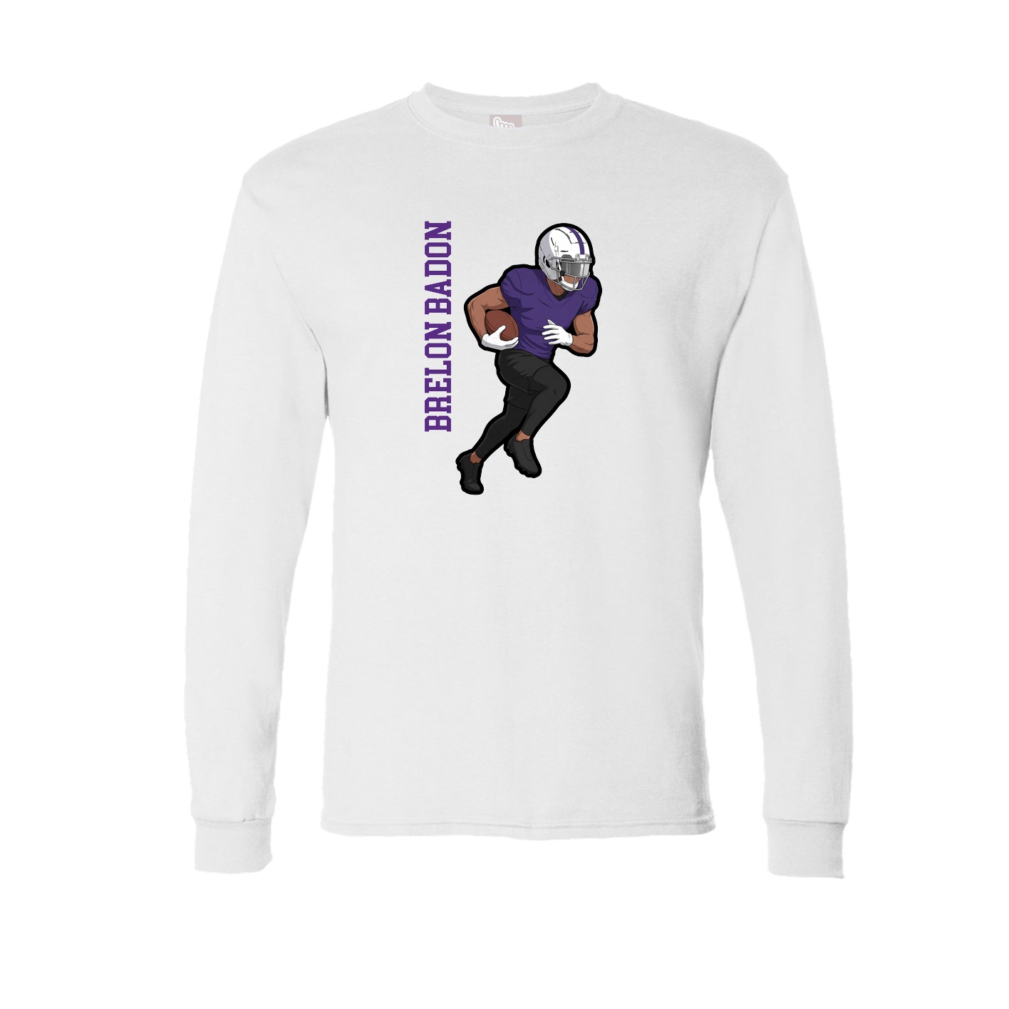 Long Sleeve Tee — Name Vertical in White