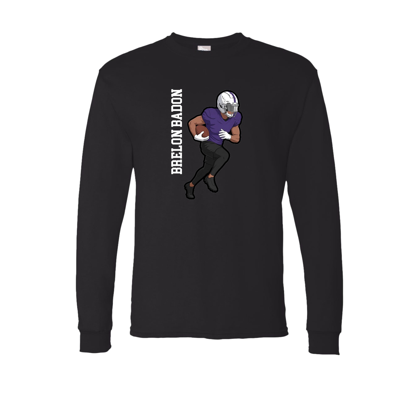 Long Sleeve Tee — Name Vertical in Black