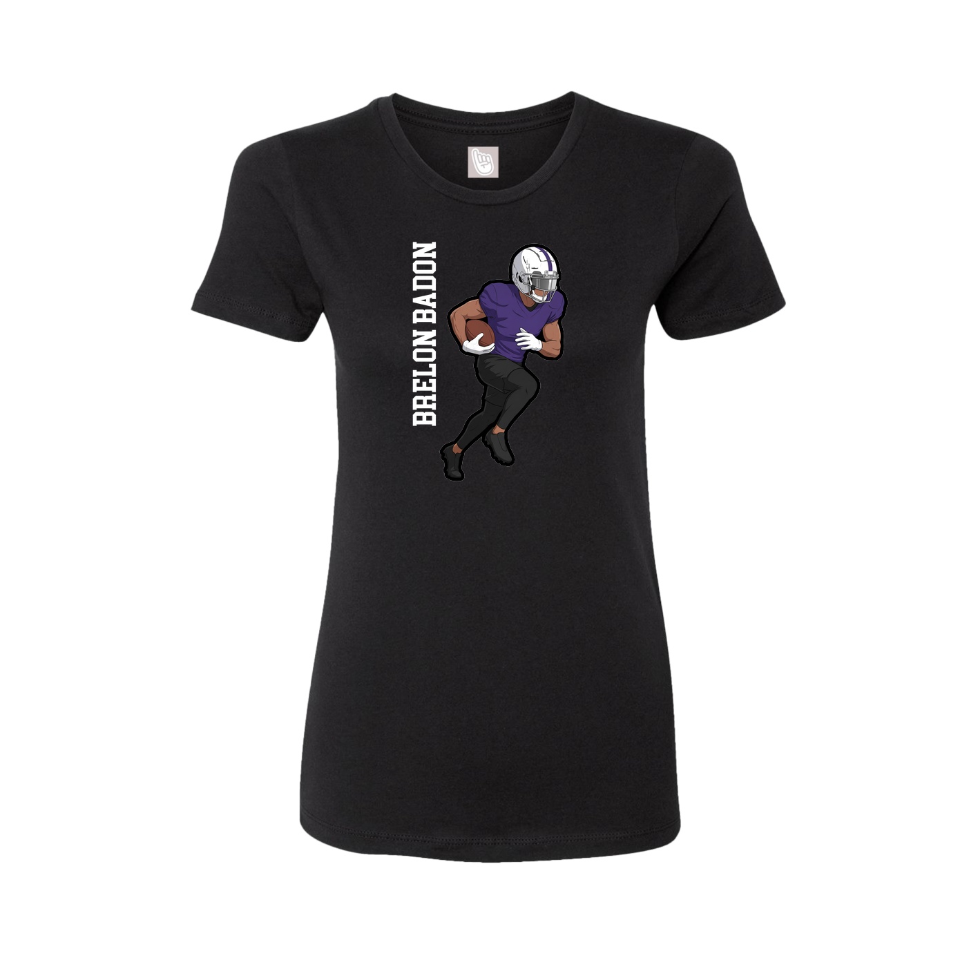 Fitted Women's Tee — Name Vertical in Black