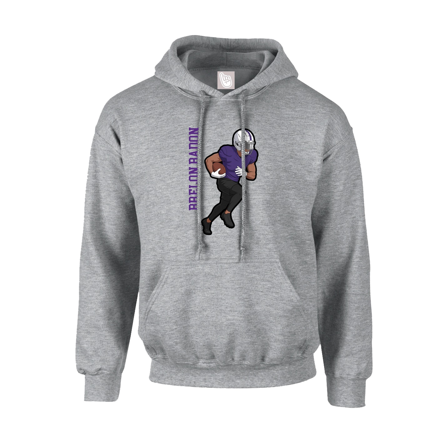 Youth Hoodie — Name Vertical in Grey