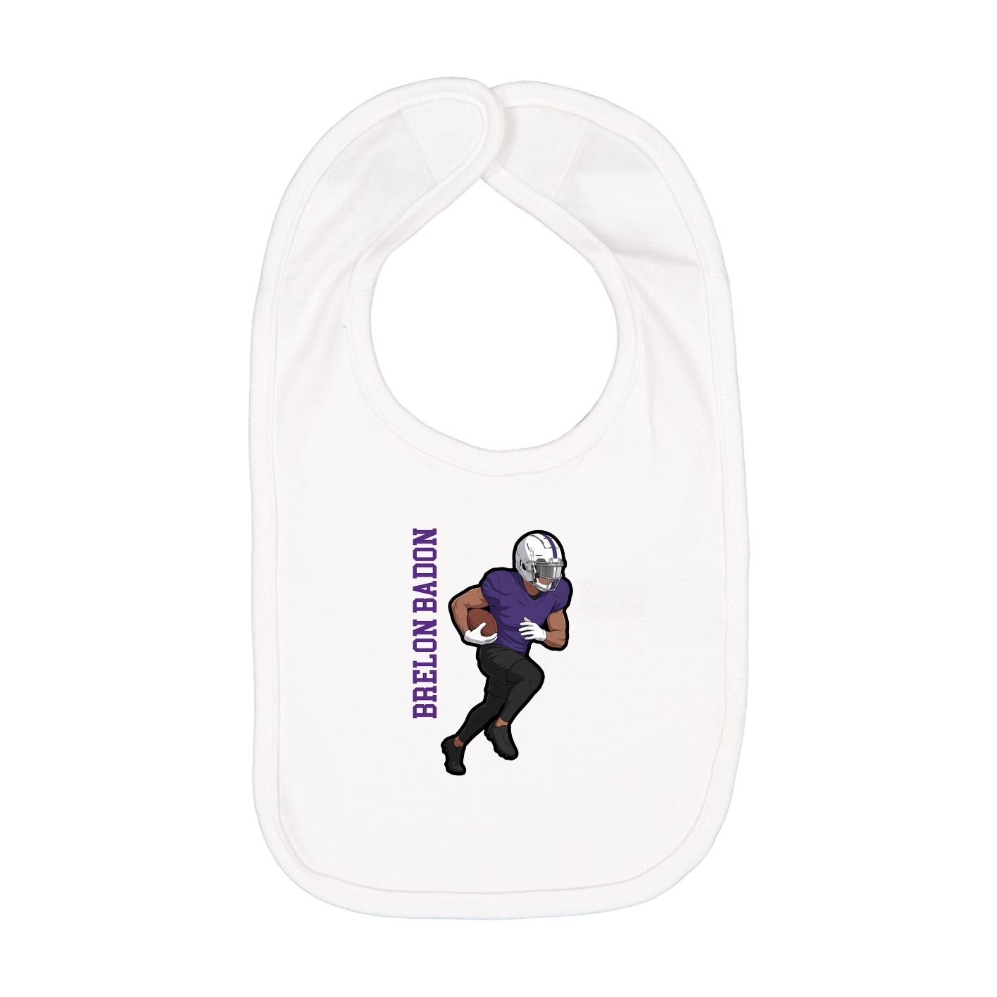 Infant Bib — Name Vertical in White