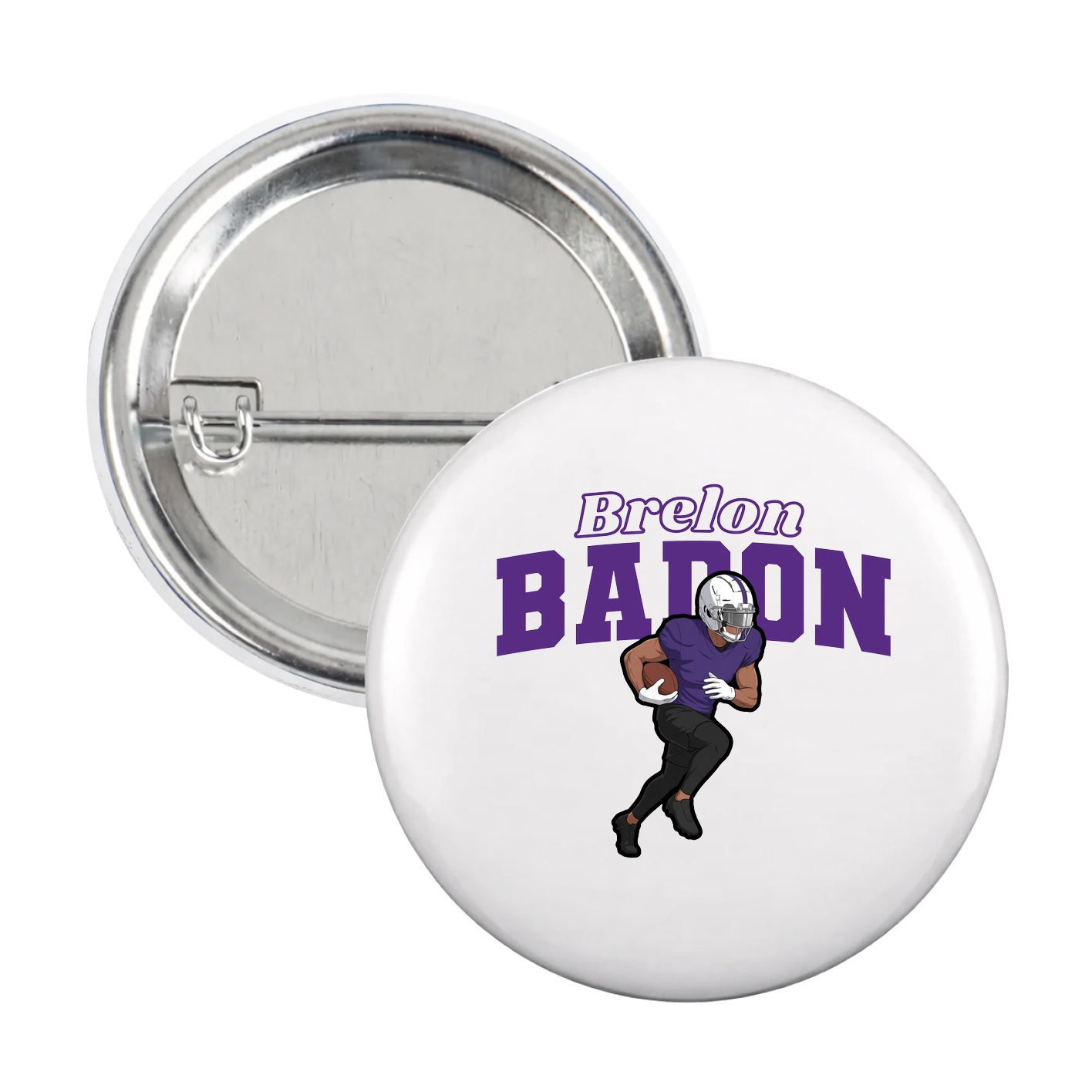 Game Day Button — Name Arch in White
