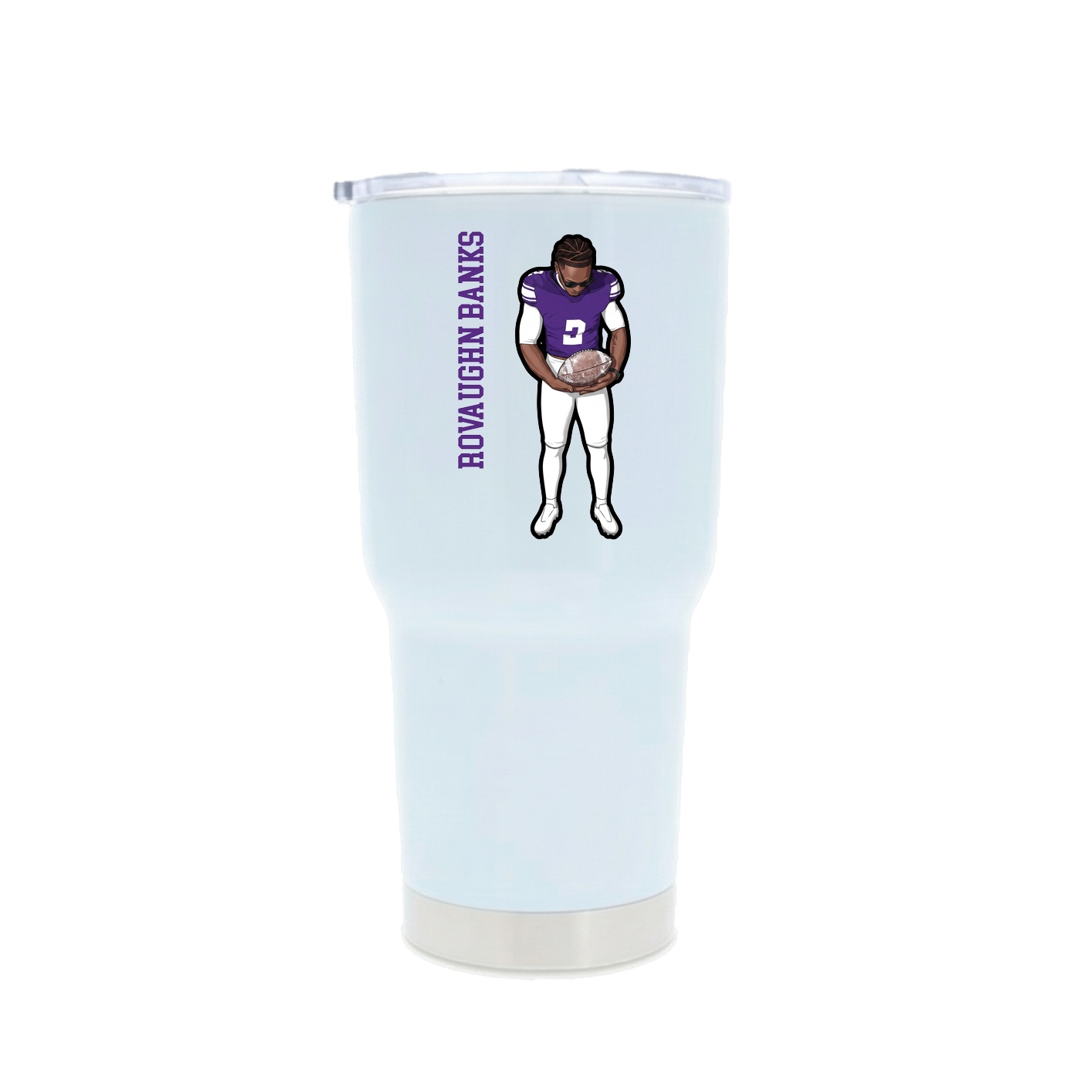 30oz Stainless Steel Tumbler — Name Vertical in White