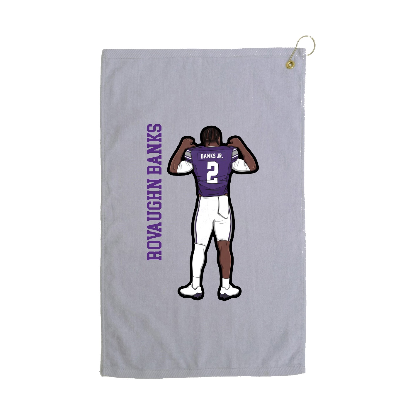 Golf Towel — Name Vertical in Grey