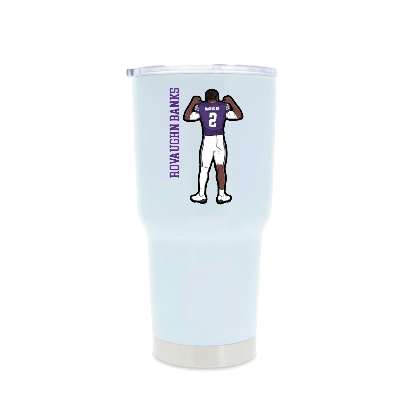 30oz Stainless Steel Tumbler — Name Vertical in White
