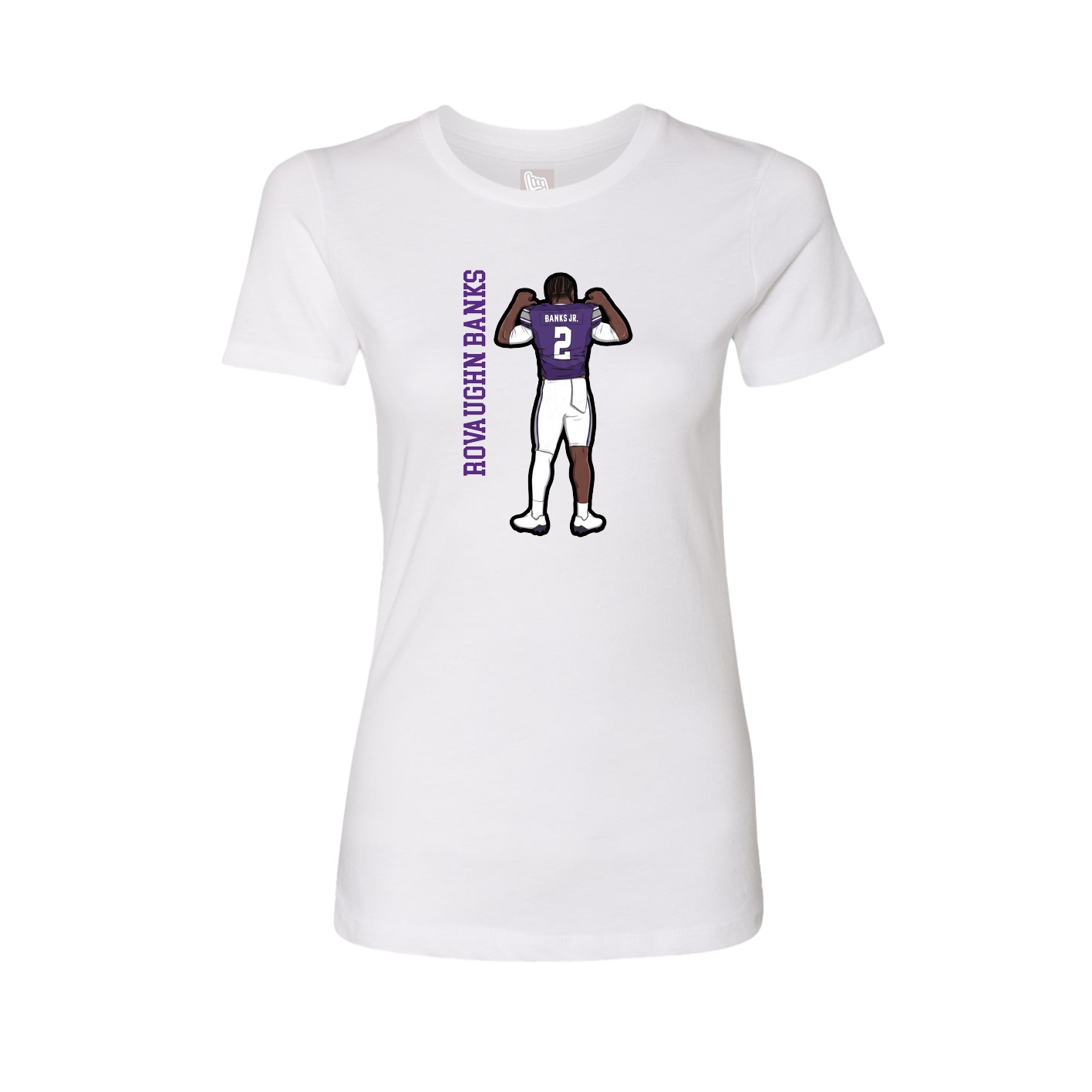 Fitted Women's Tee — Name Vertical in White