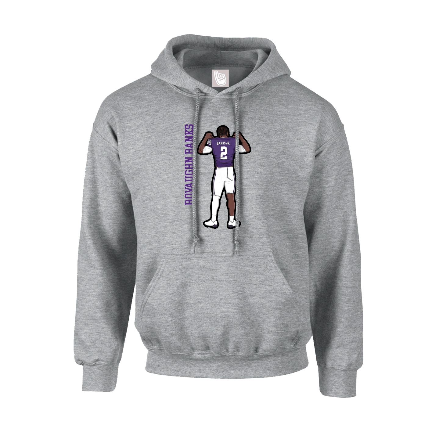 Hoodie — Name Vertical in Grey