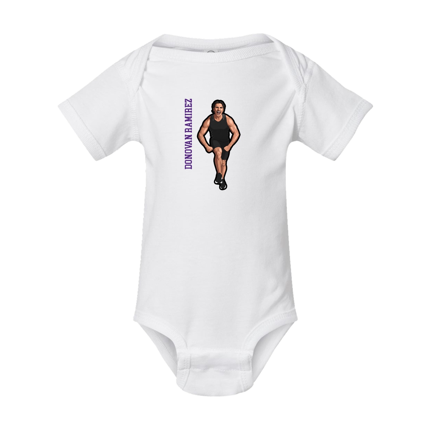 Baby Onesie — Name Vertical in White