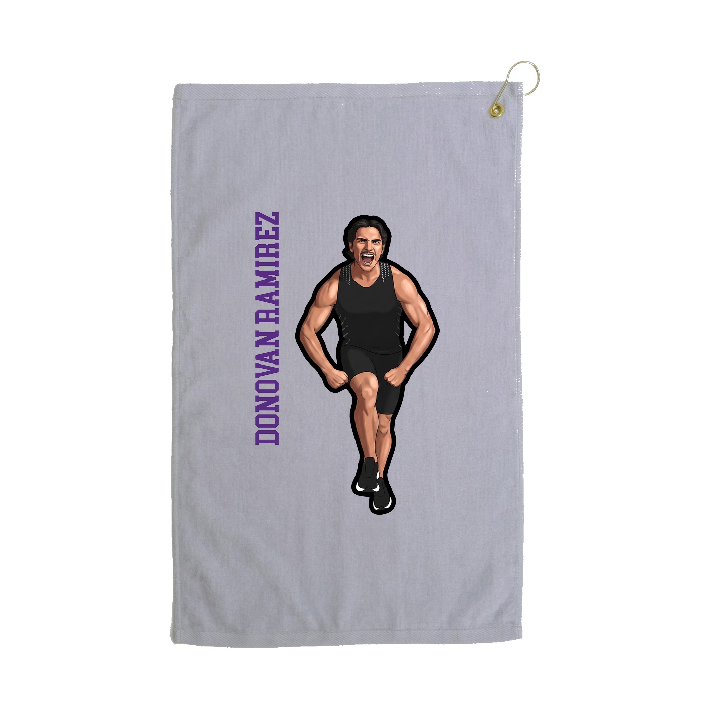 Golf Towel — Name Vertical in Grey