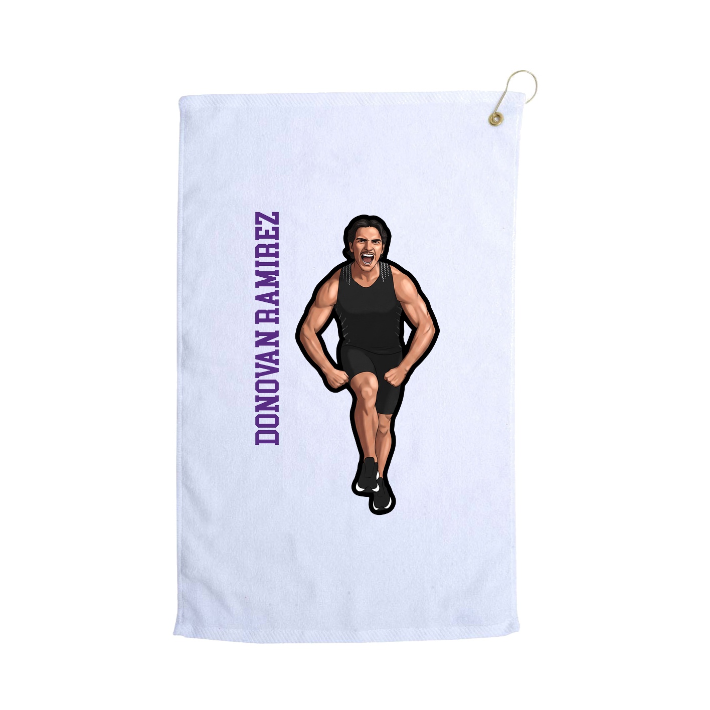 Golf Towel — Name Vertical in White