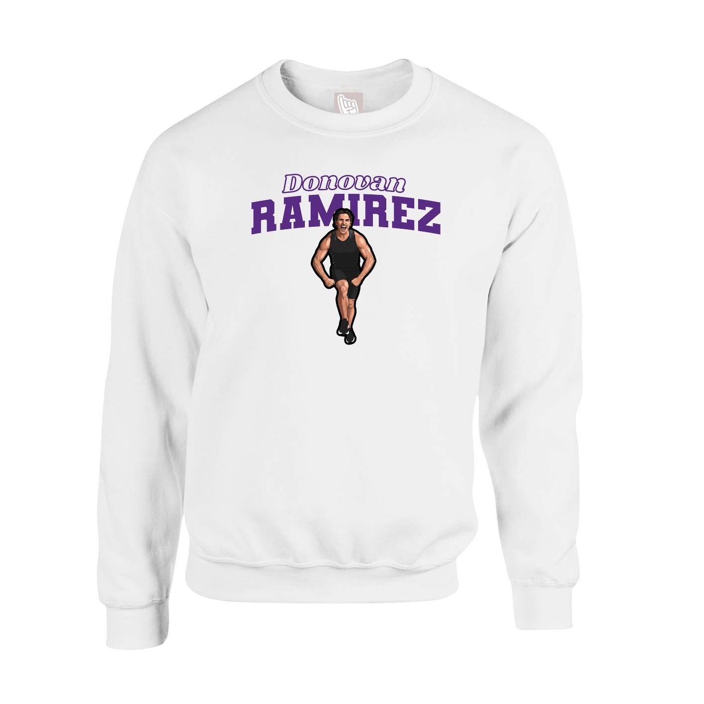 Fleece Crew — Name Arch in White