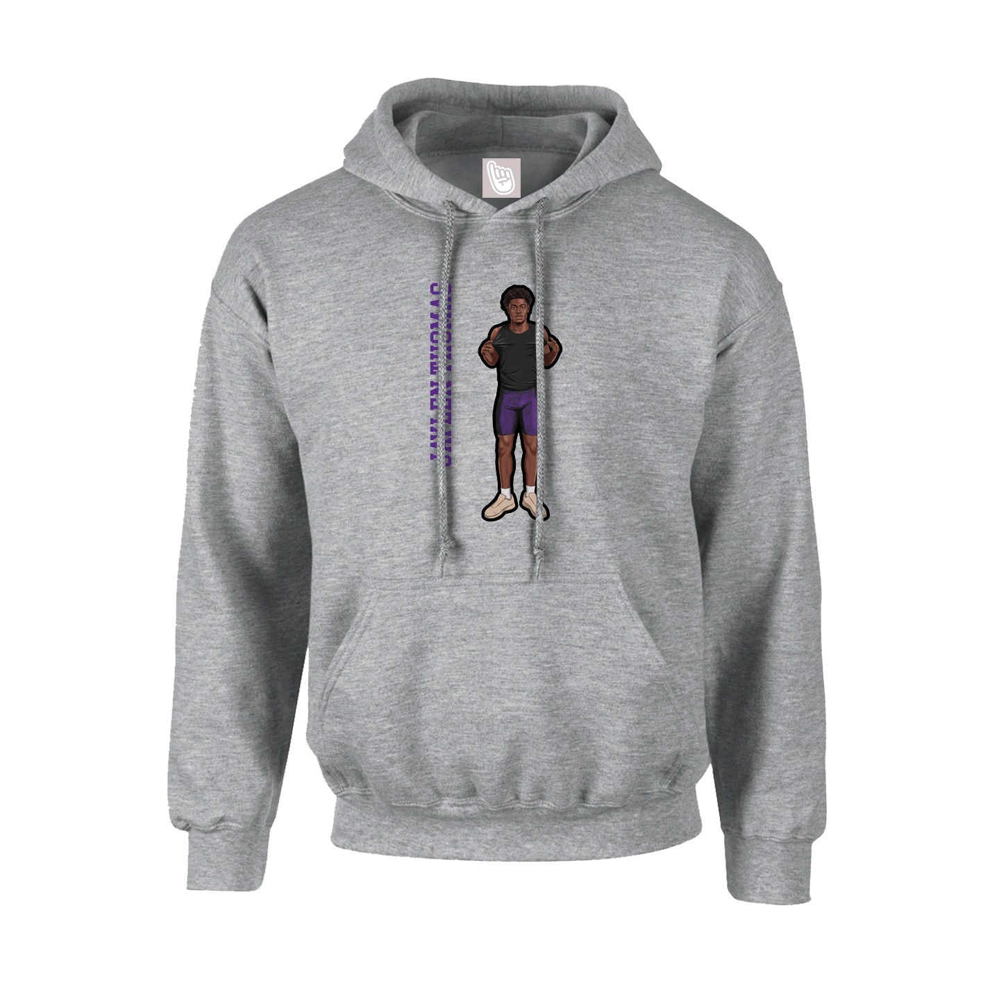 Hoodie — Name Vertical in Grey