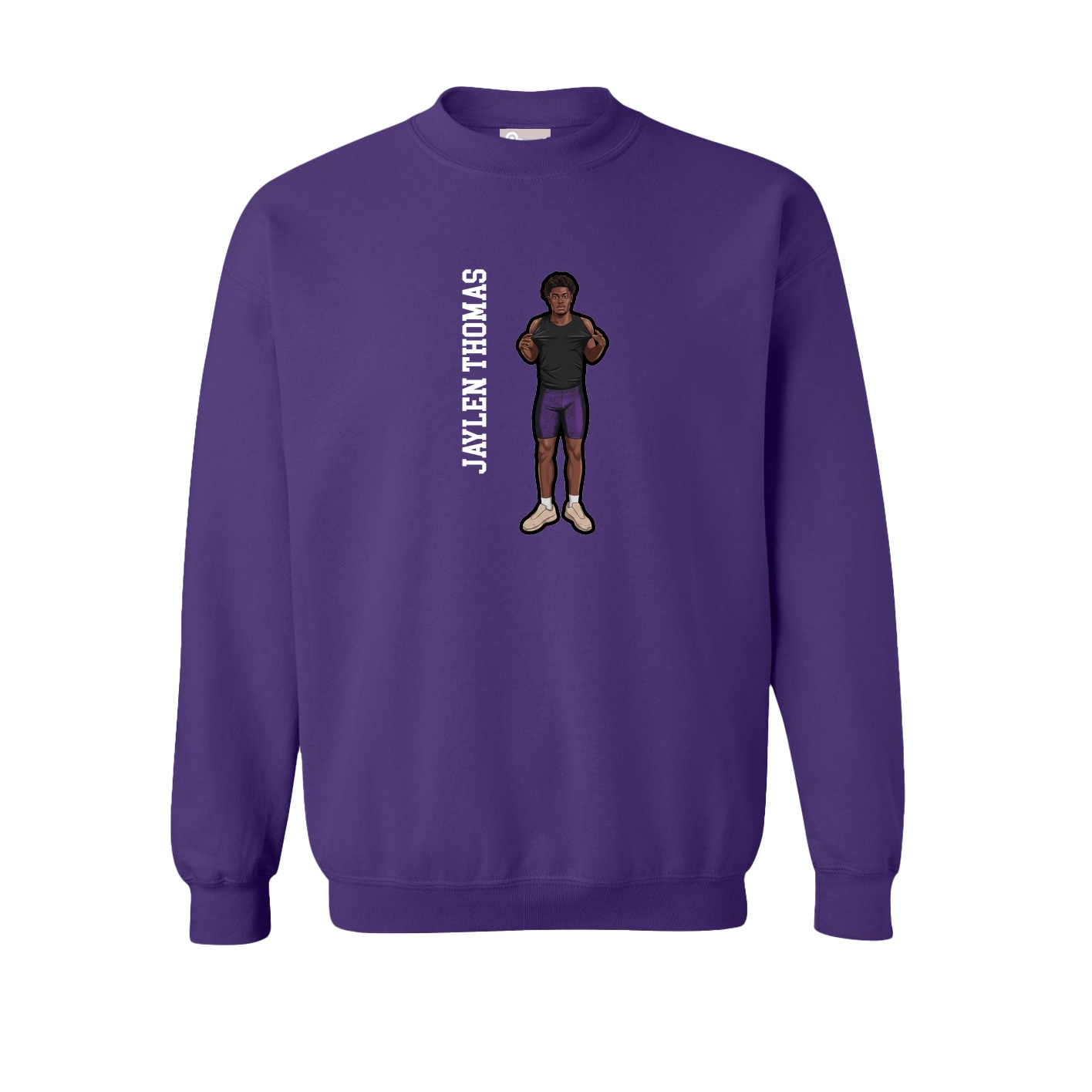 Fleece Crew — Name Vertical in Purple