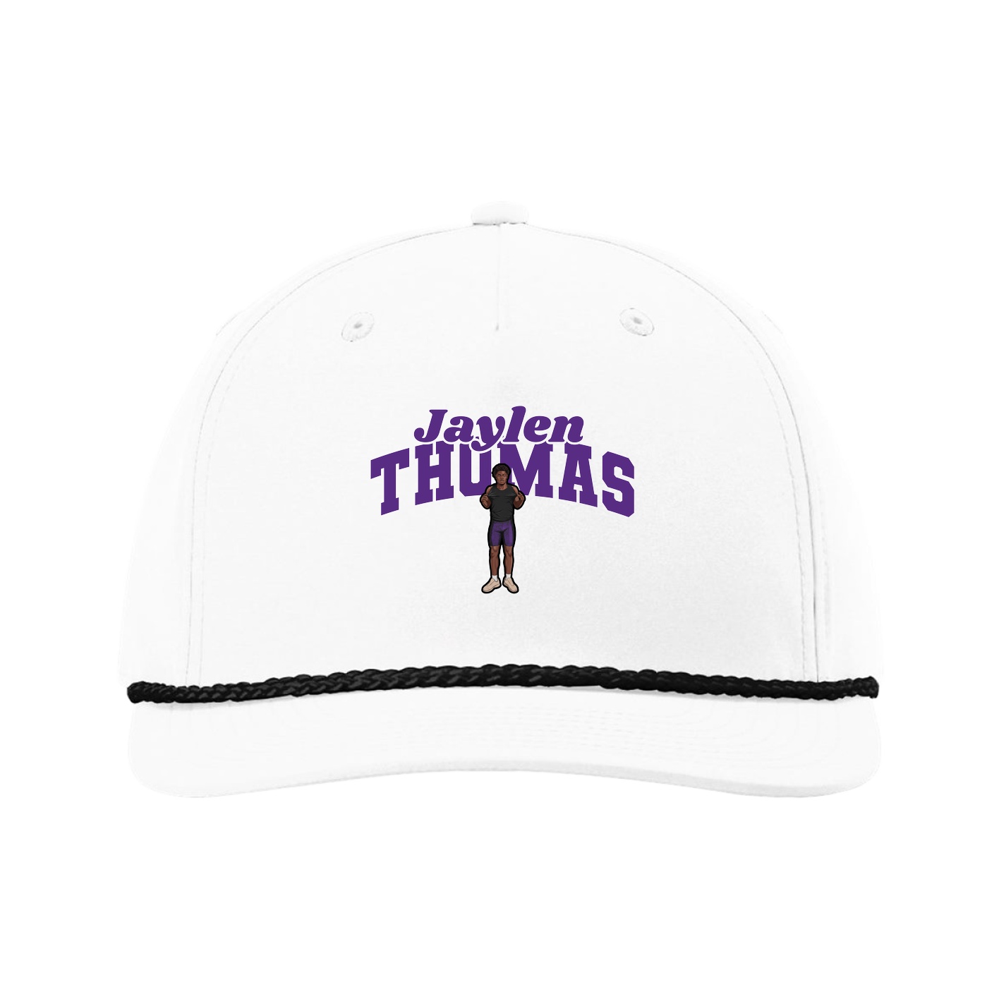 Five-Panel Classic Rope Cap — Signature Arch in White