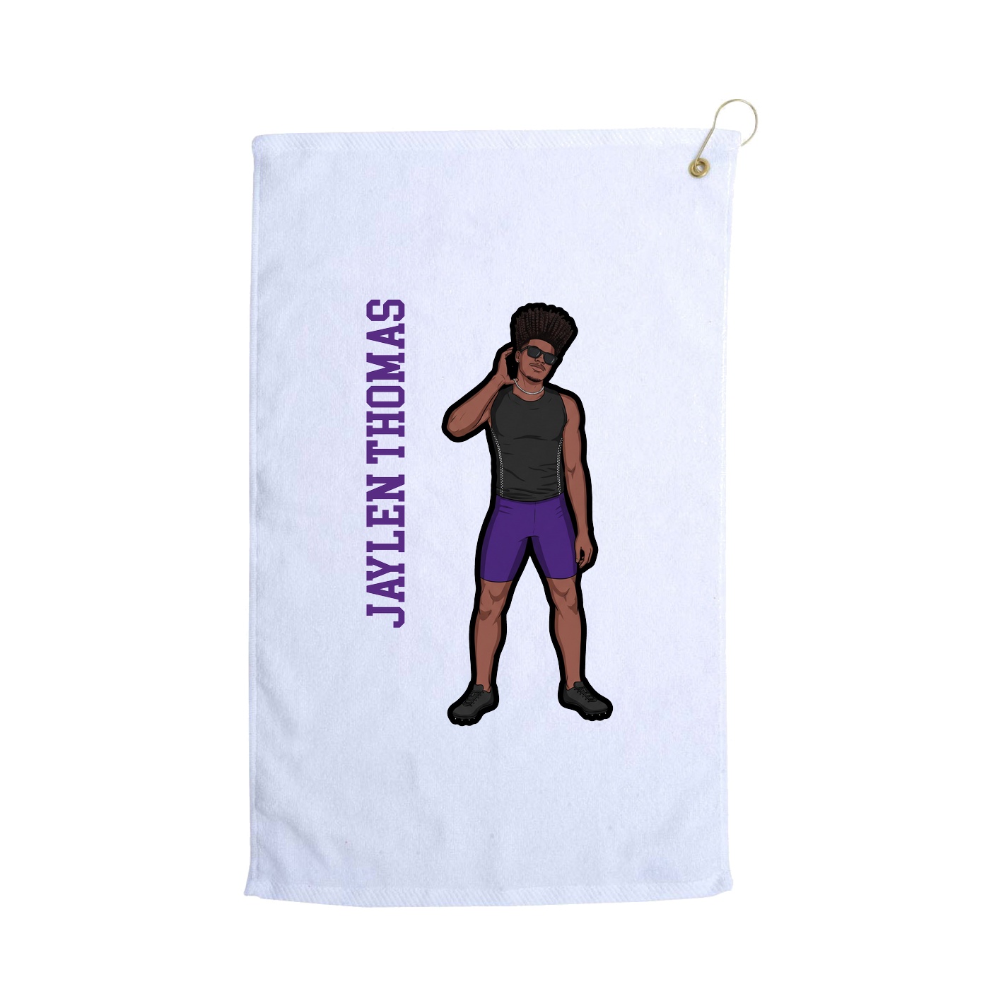 Golf Towel — Name Vertical in White