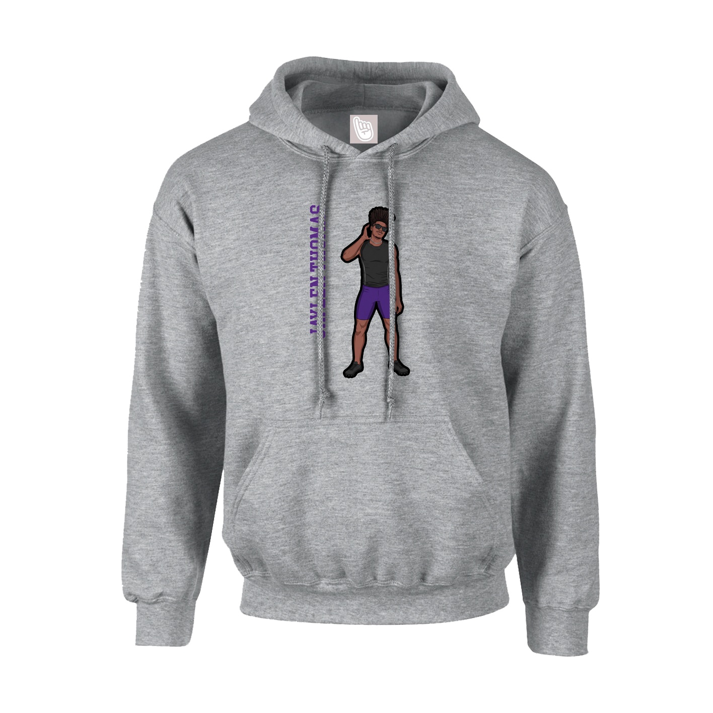 Youth Hoodie — Name Vertical in Grey