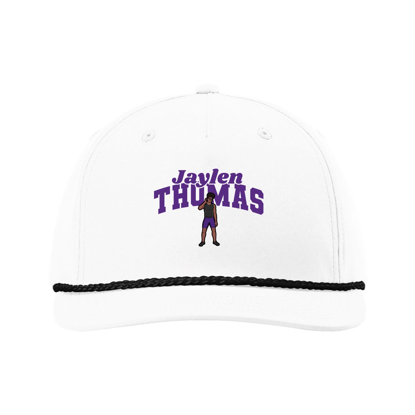 Five-Panel Classic Rope Cap — Signature Arch in White