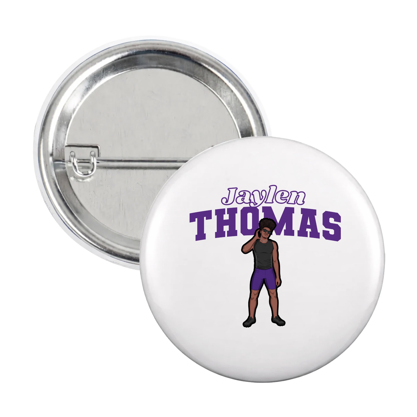Game Day Button — Name Arch in White