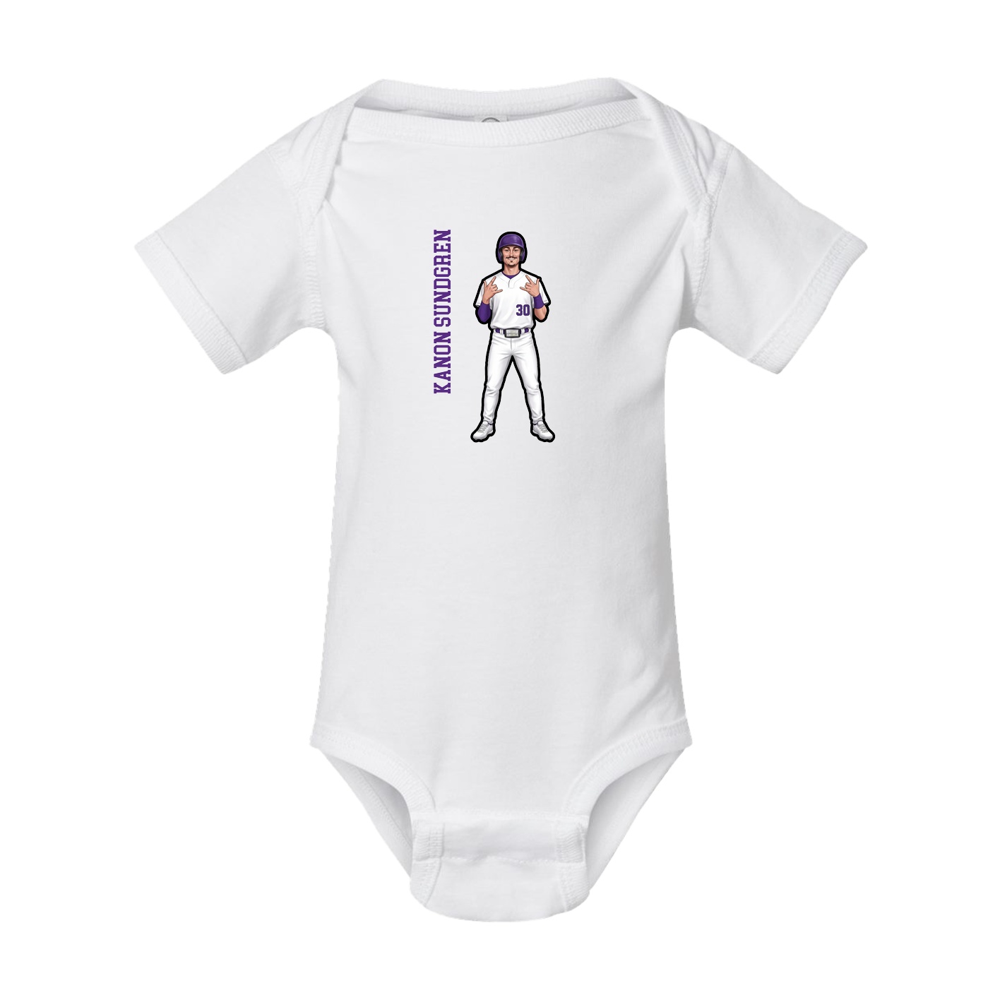 Baby Onesie — Name Vertical in White