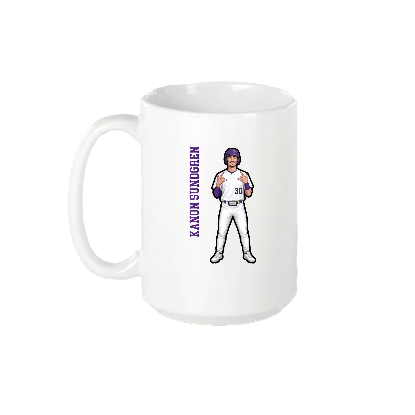 15oz Coffee Mug — Name Vertical in White