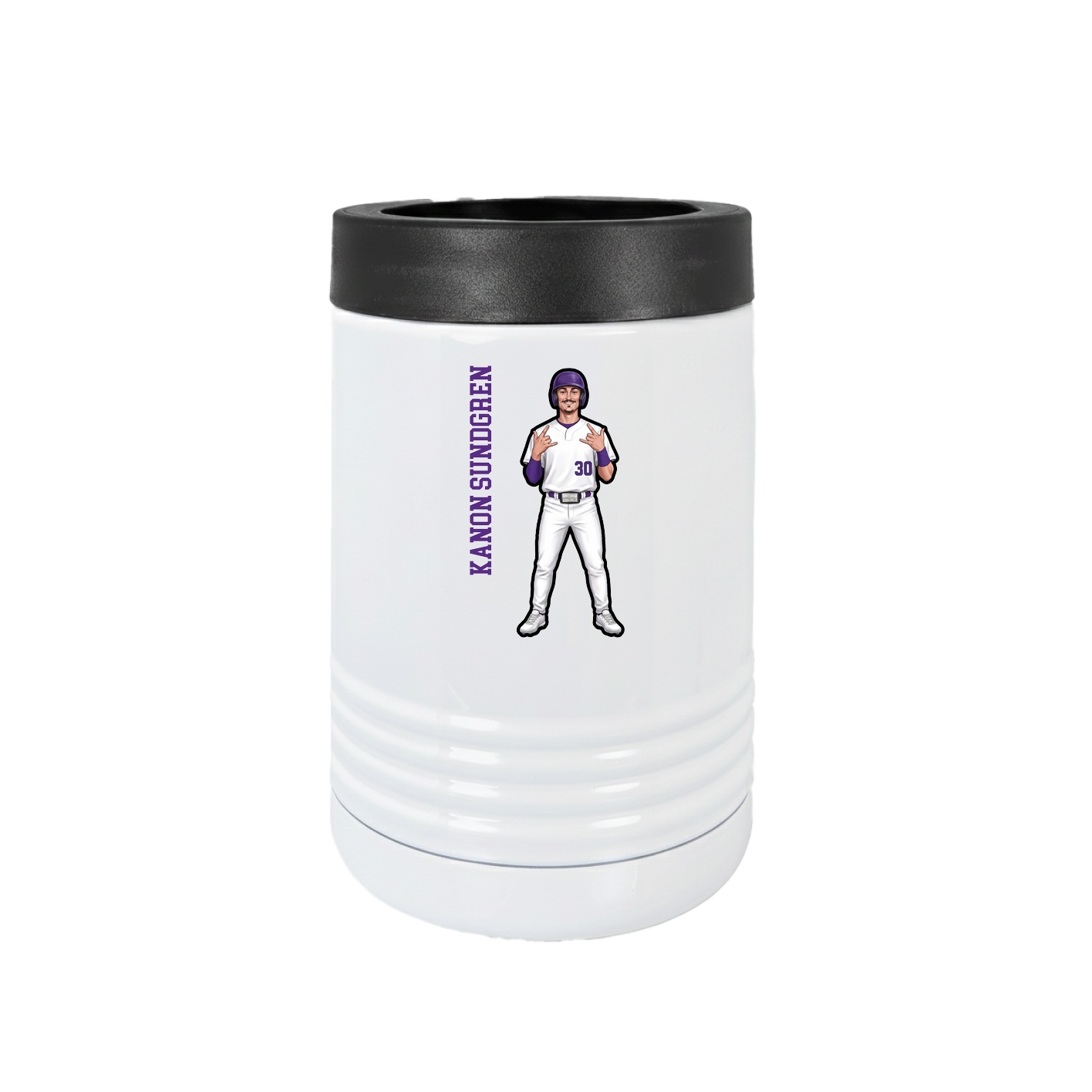 Beverage Holder — Name Vertical in White