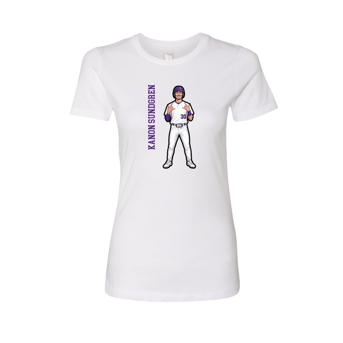 Fitted Women's Tee — Name Vertical in White