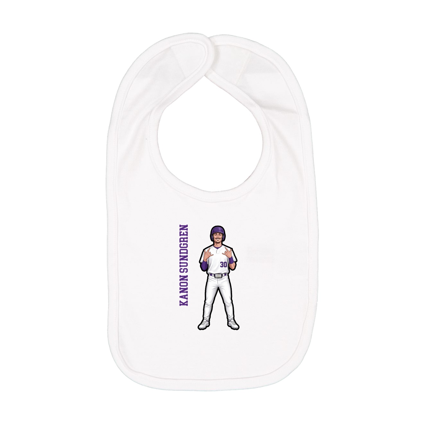 Infant Bib — Name Vertical in White