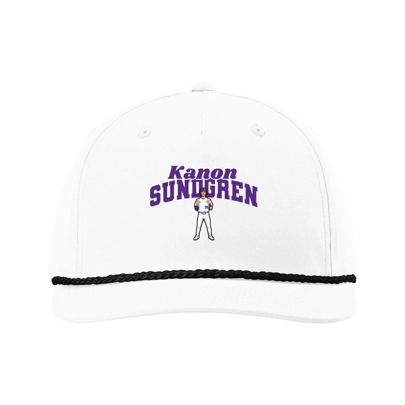 Five-Panel Classic Rope Cap — Signature Arch in White